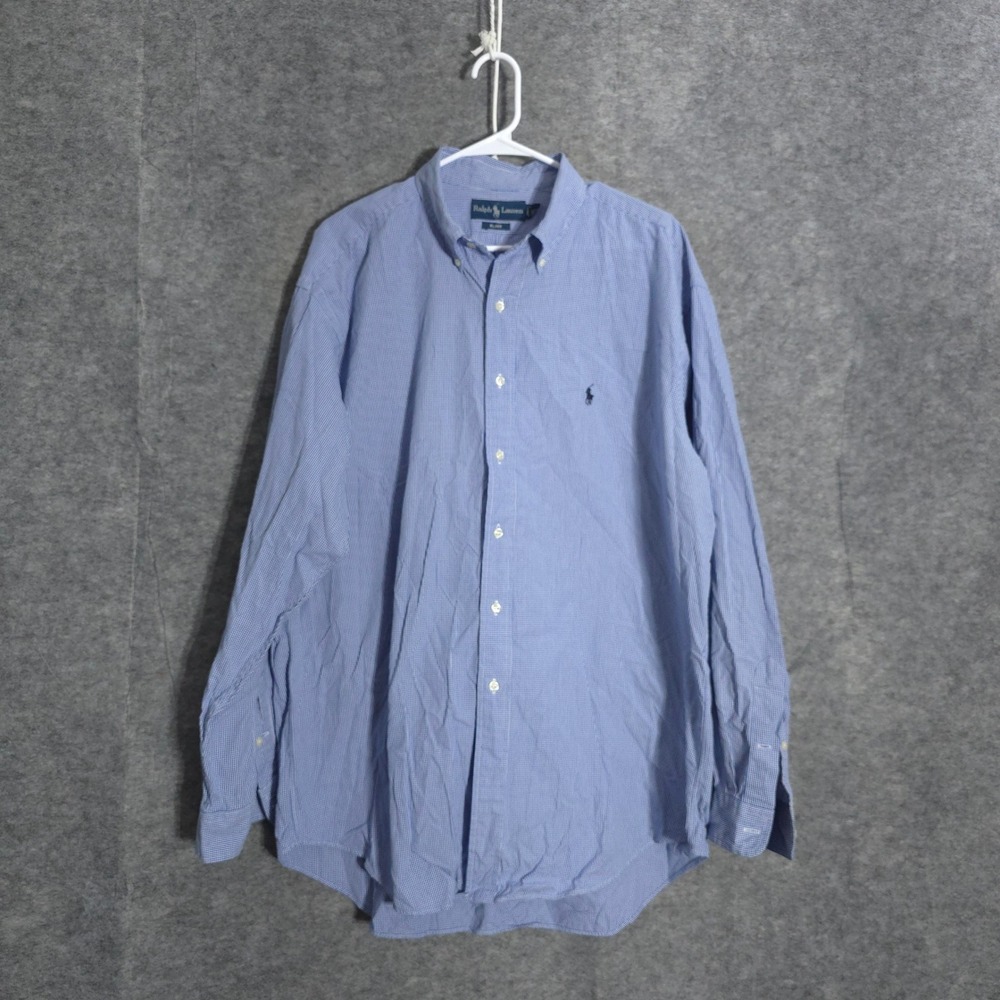 Ralph Lauren Blake Shirt Mens XL Blue Gingham Button Down Relaxed Cotton Pony
